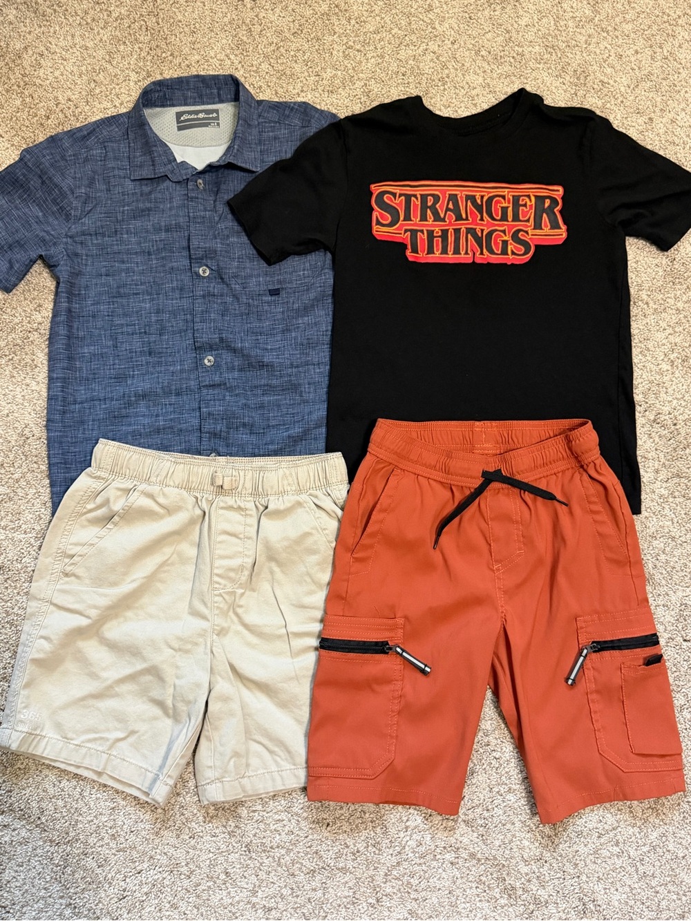 Lot Boys Size 8 M Shorts Shirts & Sweats Eddie Bauer New Balance Stranger Things